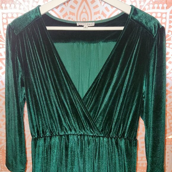 Baltic Born Green Velvet Long Evening Dress - Picture 6 of 8